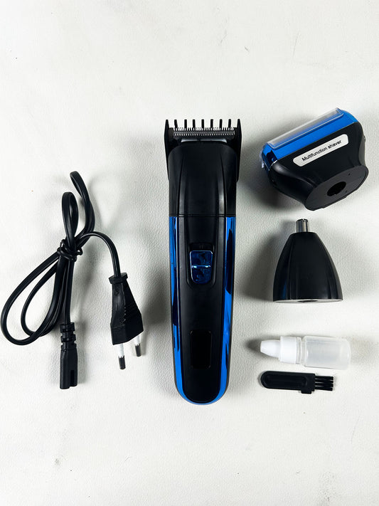 Kemei KM-6332 Rechargeable Electric Hair Clipper & Multi-Grooming Trimmer For Men – Black & Blue