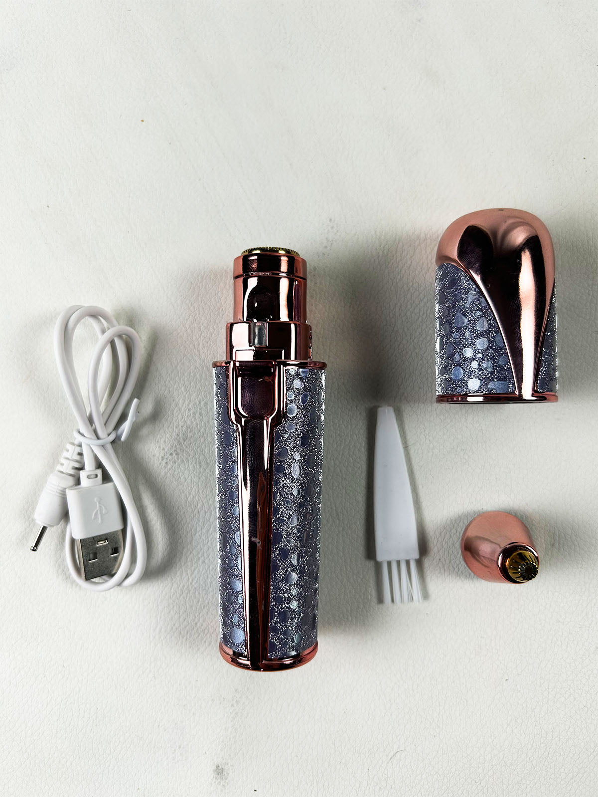 YESX HX-201 2-in-1 USB Rechargeable Eyebrow Trimmer & Facial Hair Remover For Women – Purple & Rose Gold
