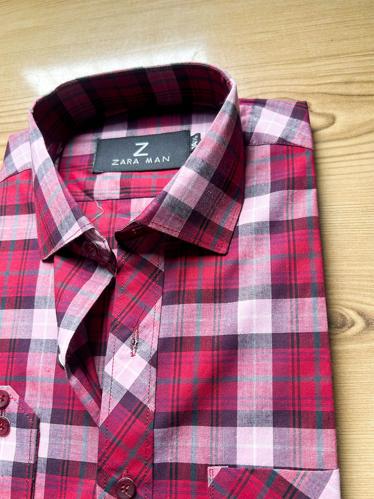 MFS624 Red Check Formal Dress Shirt For Men