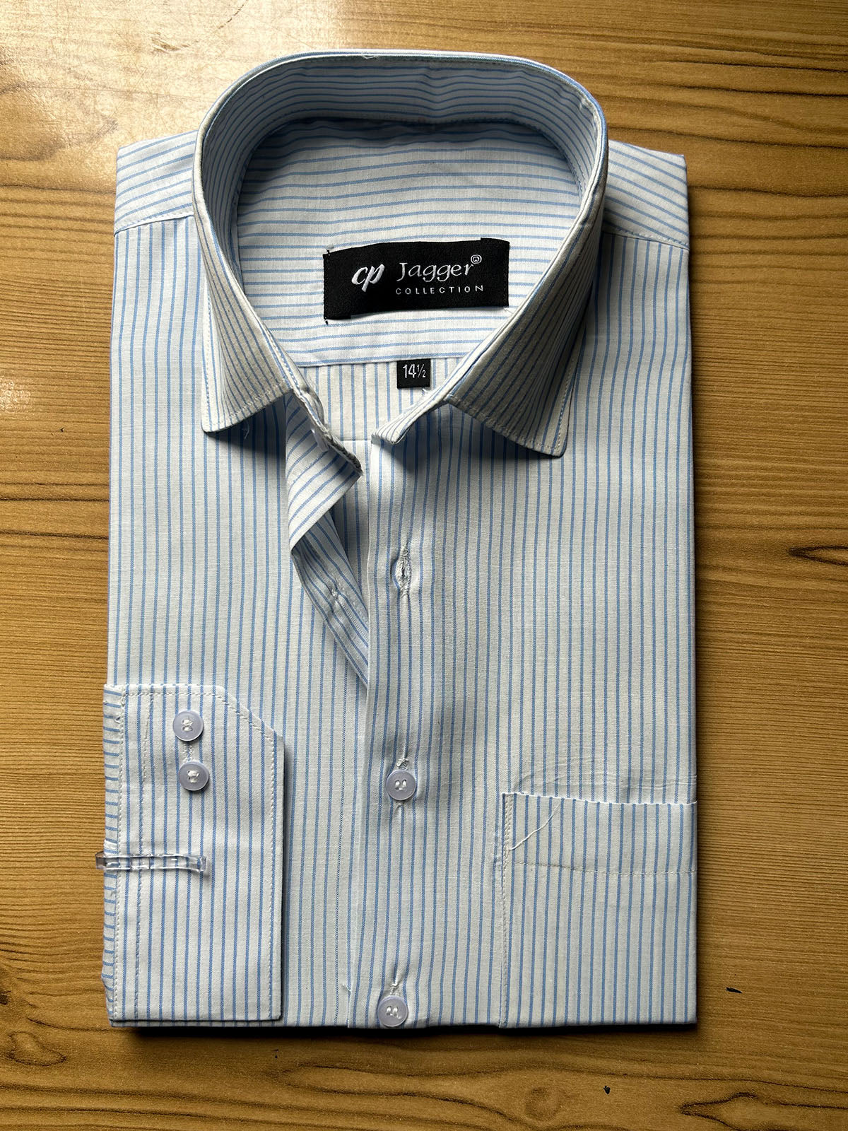 MFS632 Light Blue Lined Formal Dress Shirt For Men