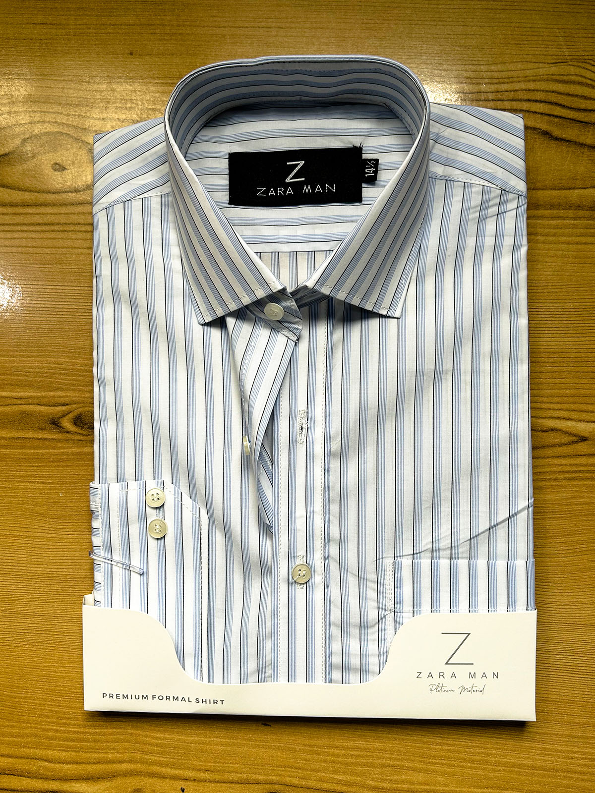 MFS672 Light Blue Lined Formal Dress Shirt For Men