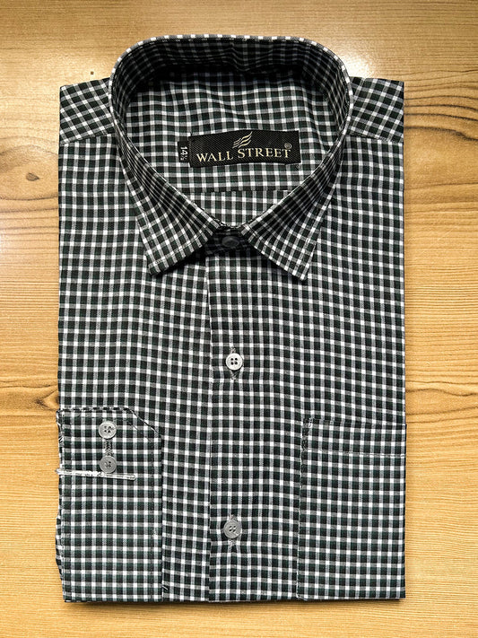 MFS684 B Green Checks Formal Dress Shirt For Men