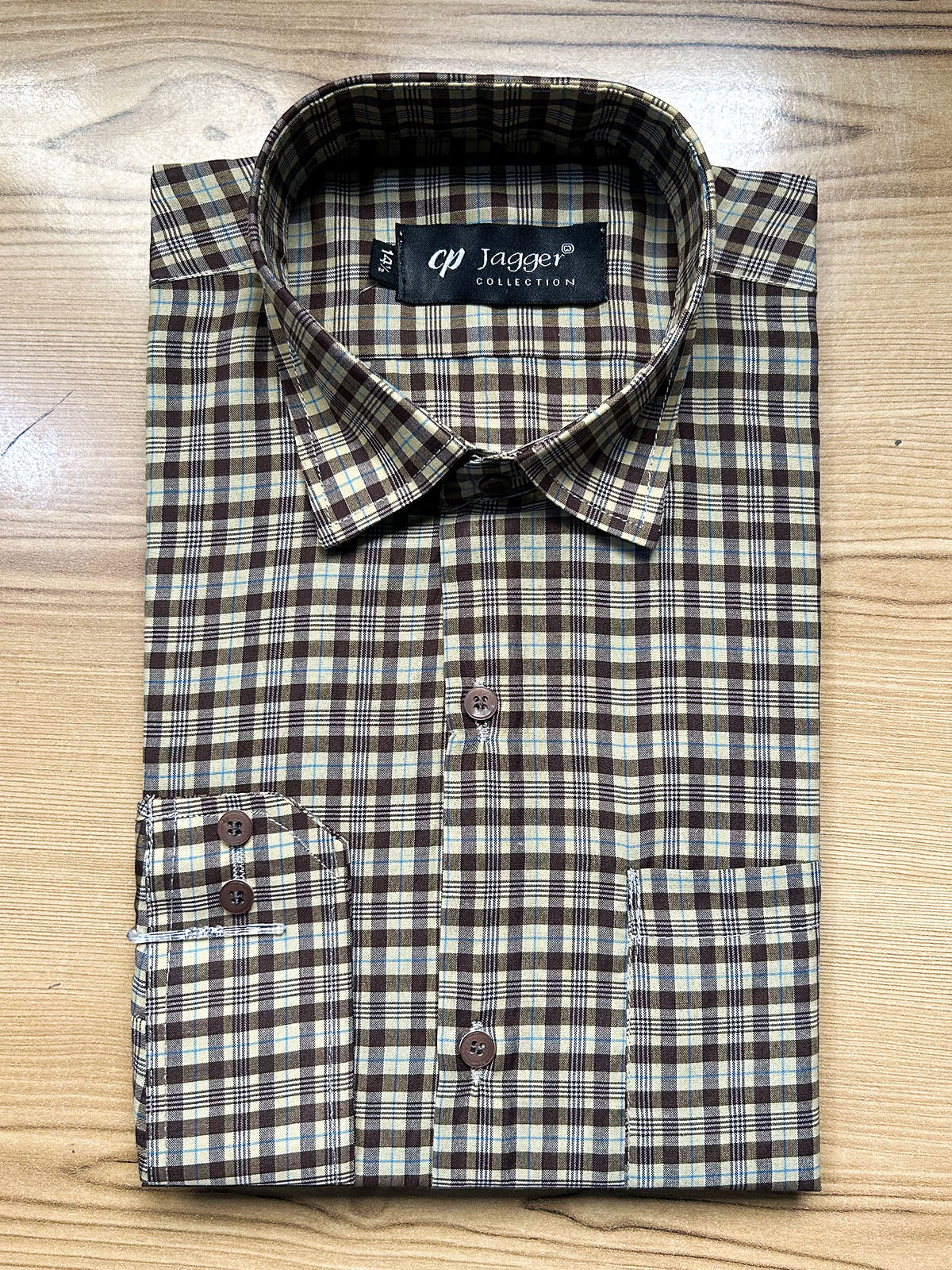 MFS680 Brown Checks Formal Dress Shirt For Men