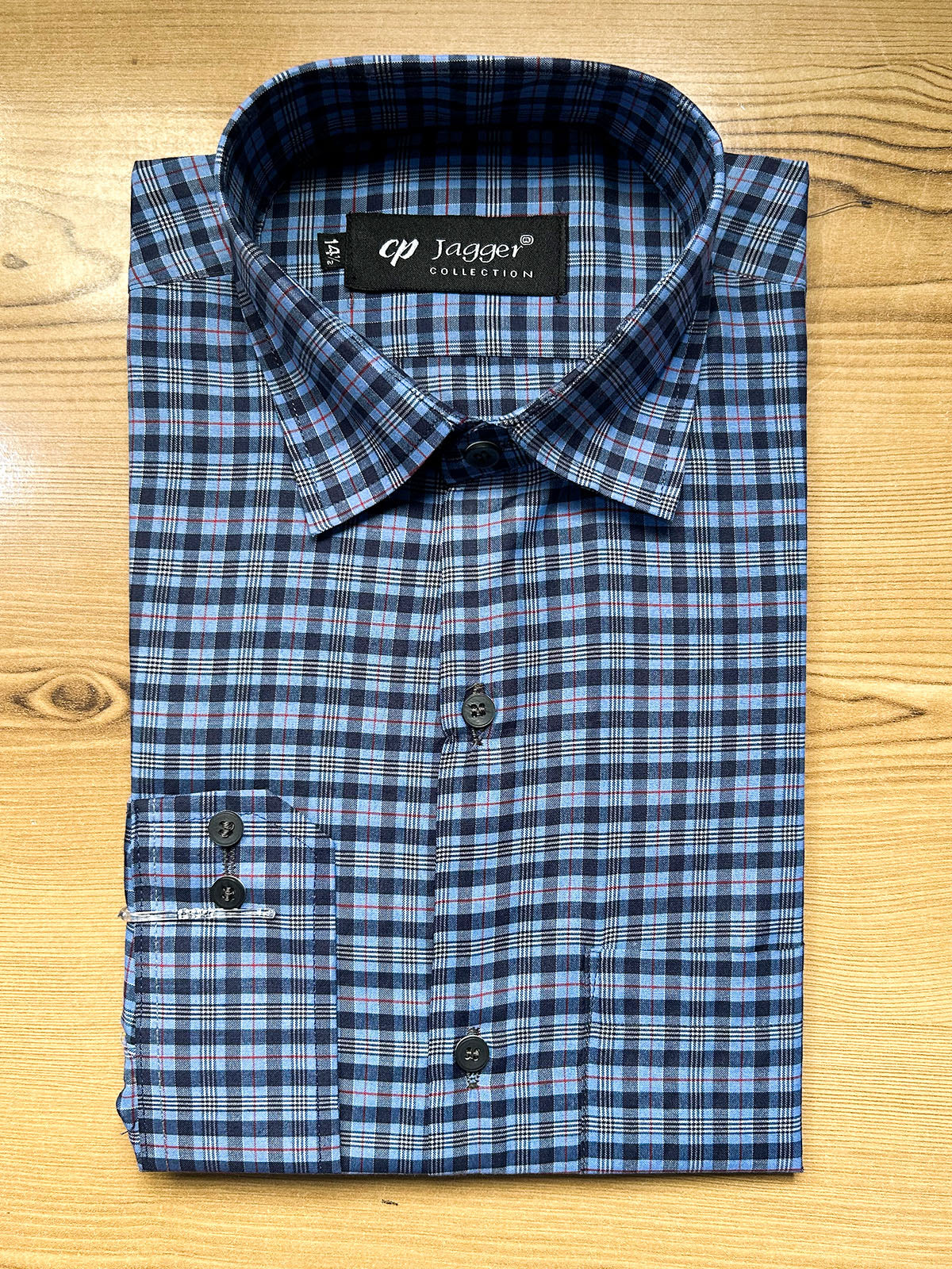 MFS685 Blue Check Formal Dress Shirt For Men