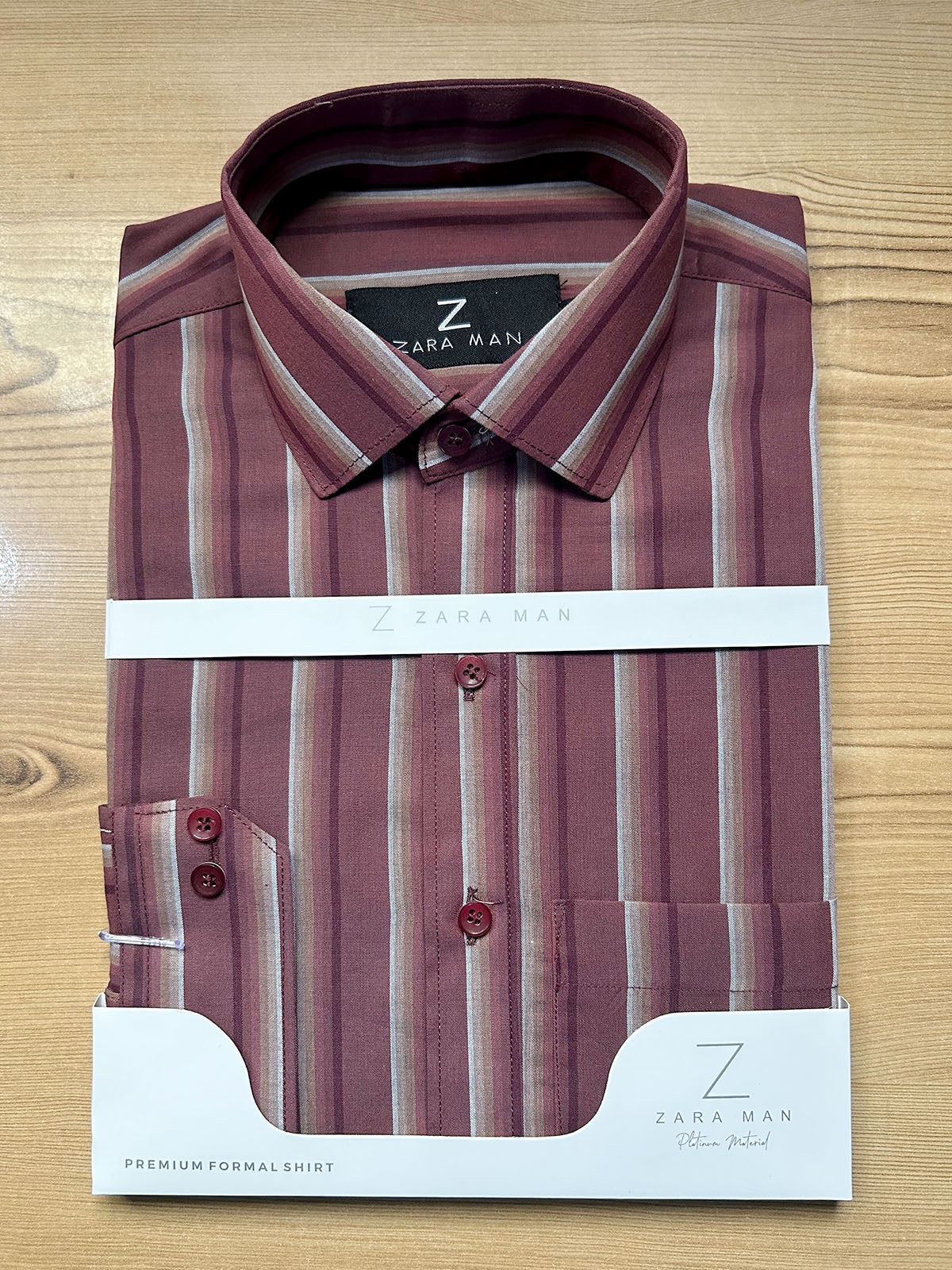 MFS674 Red Lines Formal Dress Shirt For Men