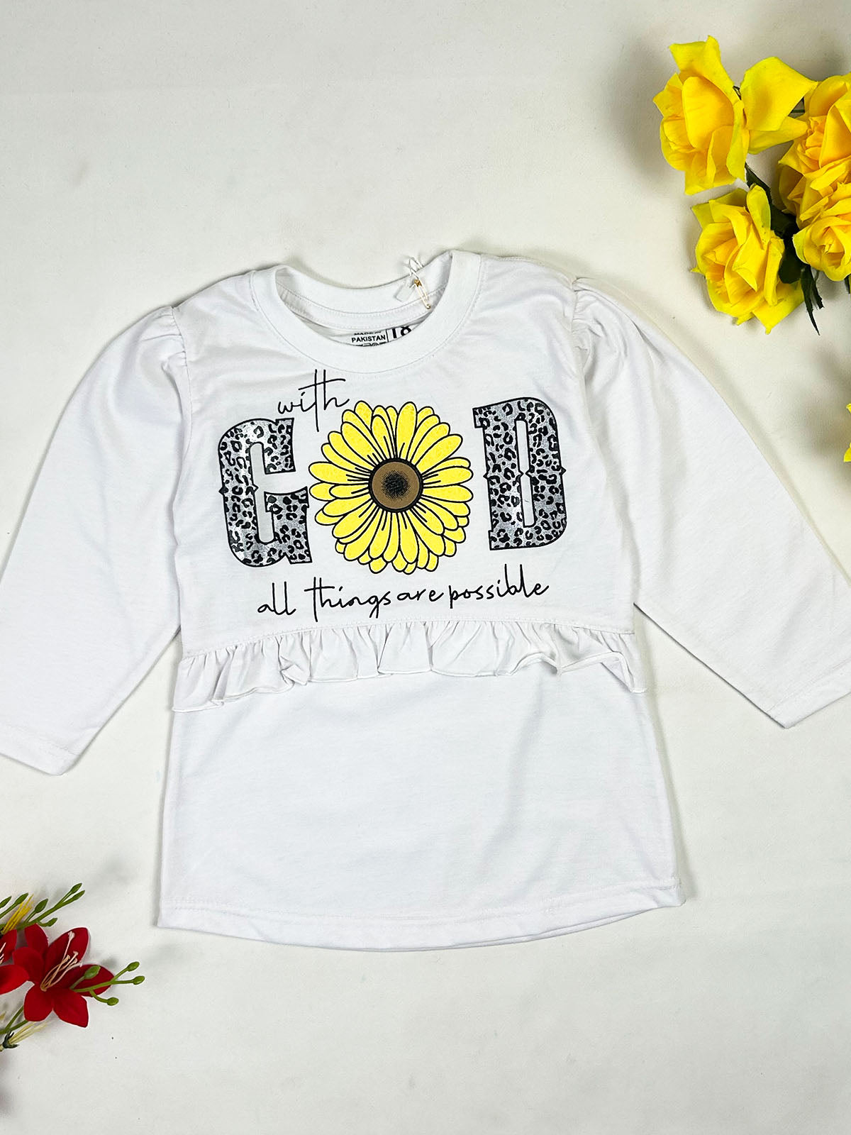 3Yrs - 8Yrs God White T-Shirt For Girls GTS150
