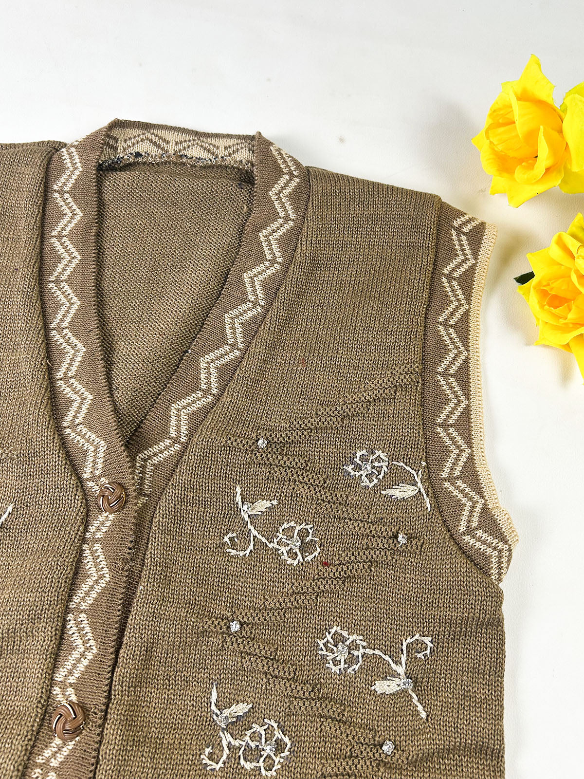 Brown Sleeveless Sweater For Women WSW124