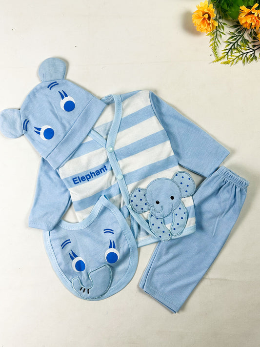 0Mth - 3Mth Elephant Sky Blue 4Pcs Gift Set For Newborn NBGS394