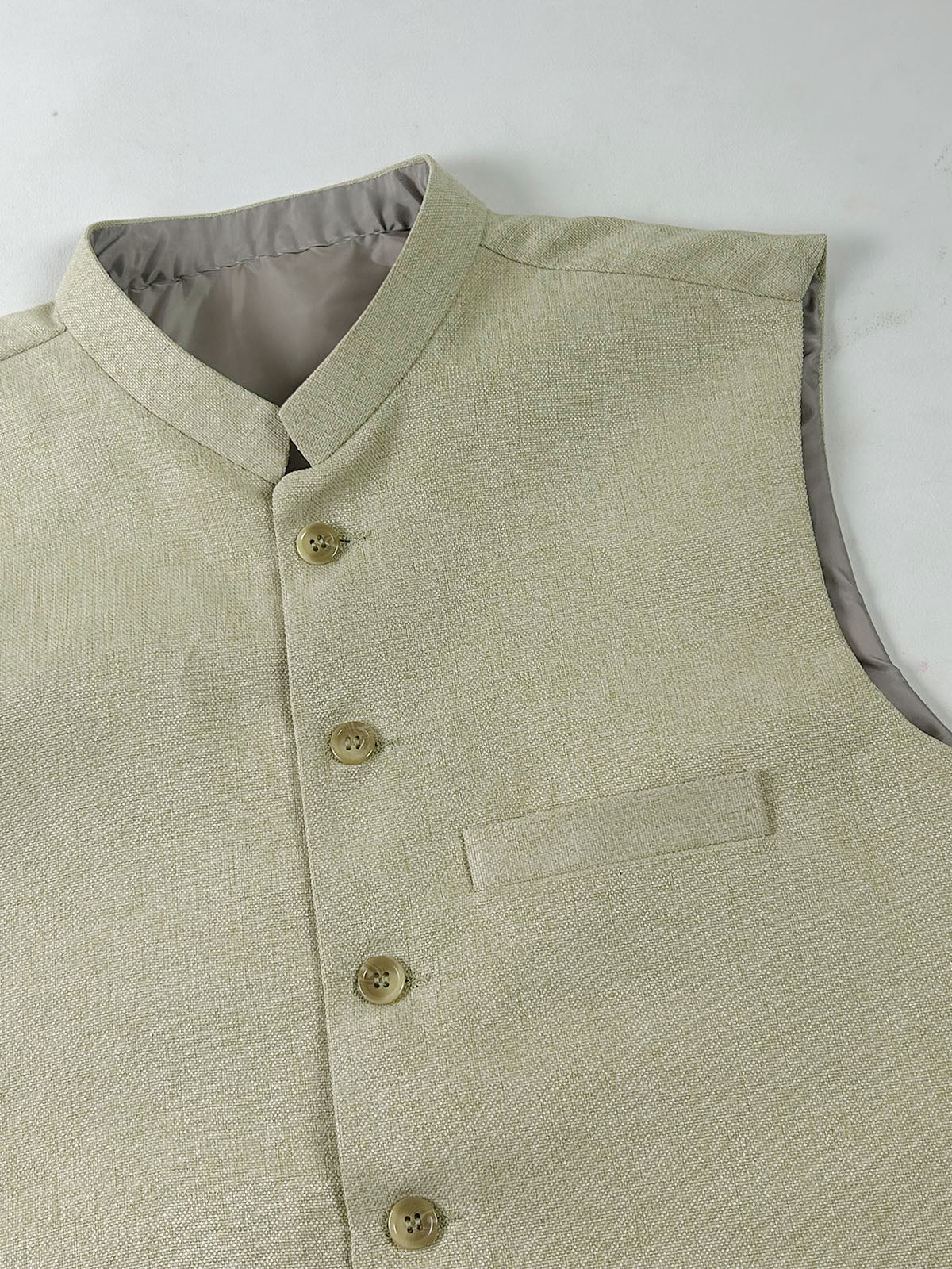 Stone Khaki Tweed Waistcoat for Men MW13