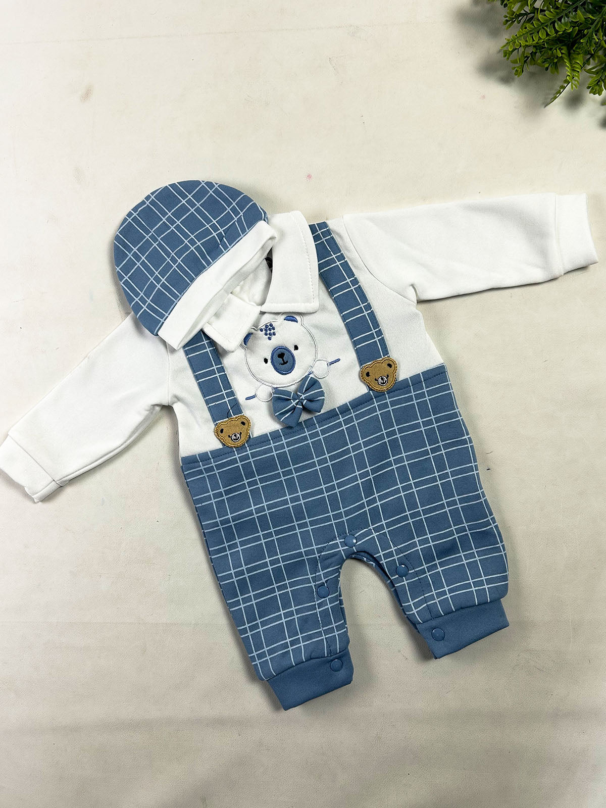 0Mth - 3Mth Blue Fleece Romper For Newborn NBR198