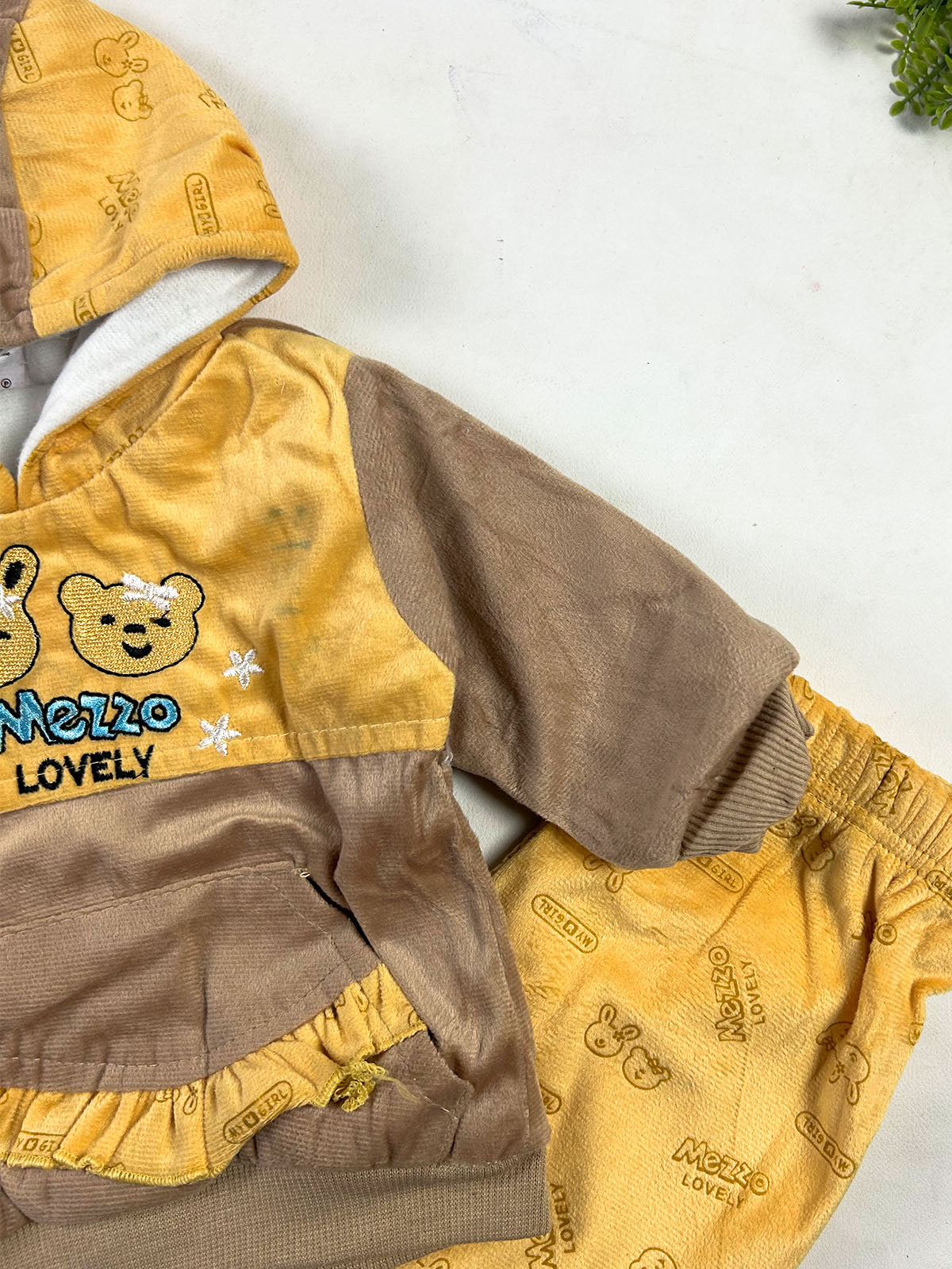 3Mth - 9Mth Mezzo Yellow Velvet Baby Suit For Newborn NBS866