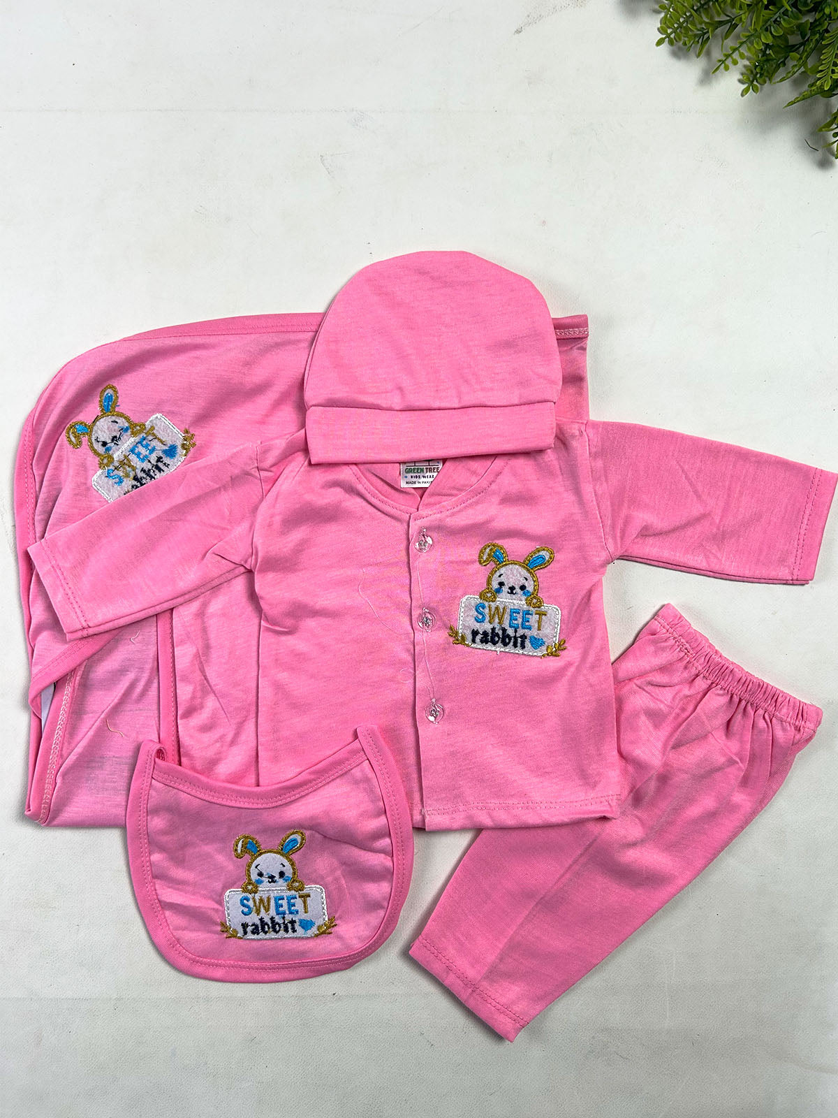 0Mth - 3Mth Sweet Rabbit Pink 5Pcs Gift Set For Newborn NBGS434