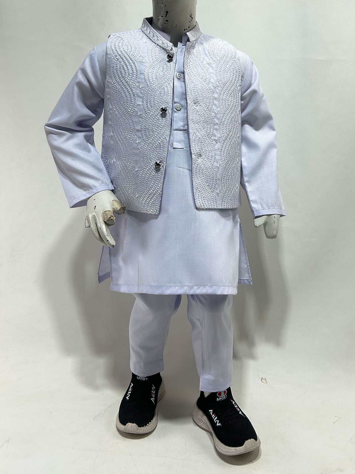 1Yr - 8Yrs Ice Blue Kurta Pajama with Waistcoat For Boys AM BKS227