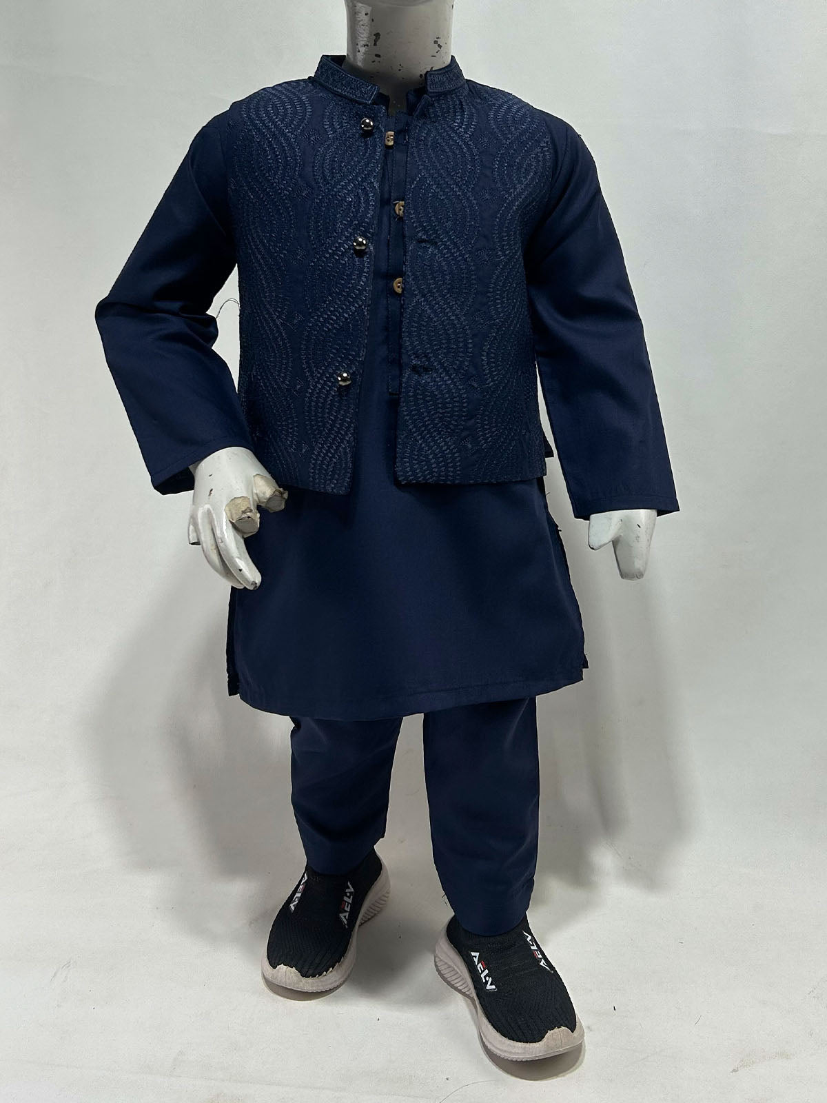 1Yr - 8Yrs Navy Blue Kurta Pajama with Waistcoat For Boys AM BKS230