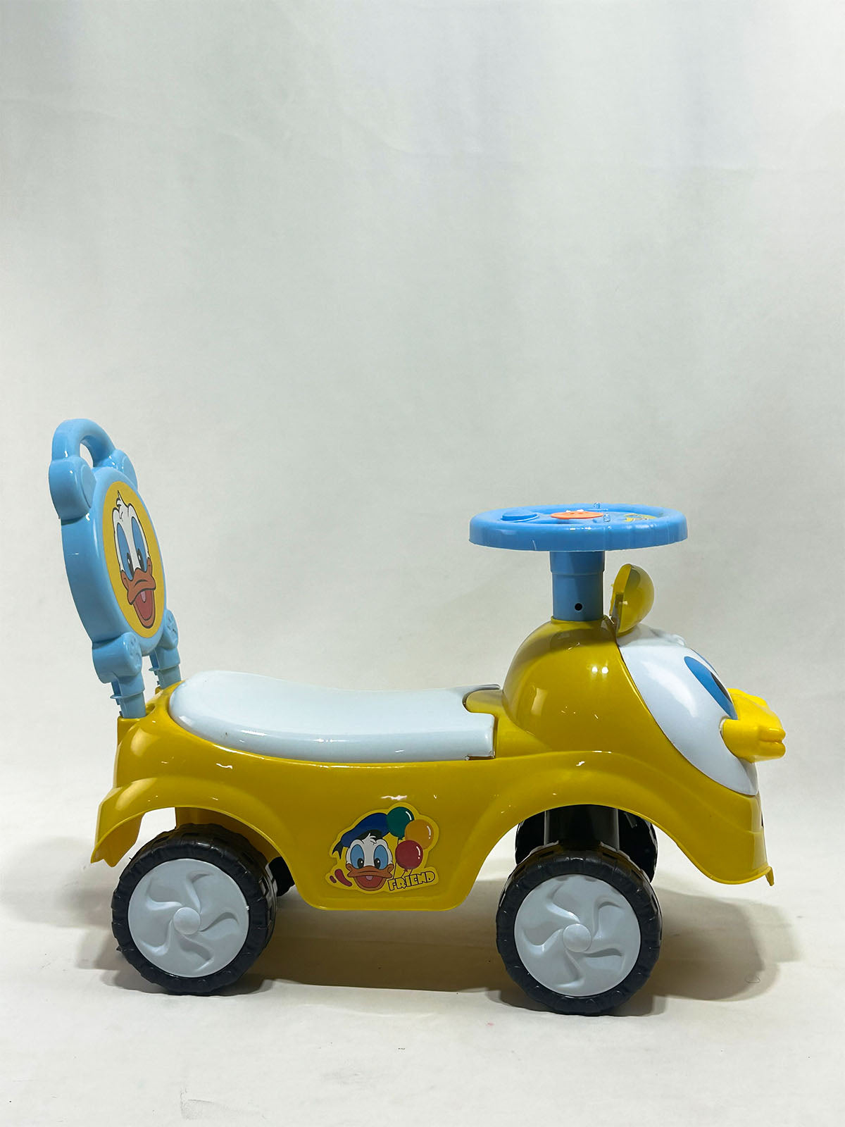 Cute Duck Design Kids Ride-On Push Car with Steering Wheel – Yellow & Blue