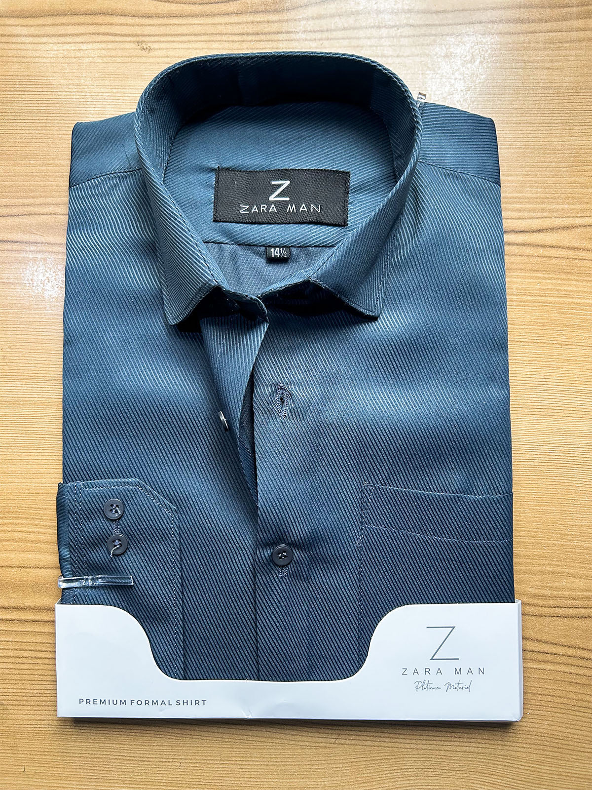 MFS746 Steel Blue Textured Formal Dress Shirt For Men