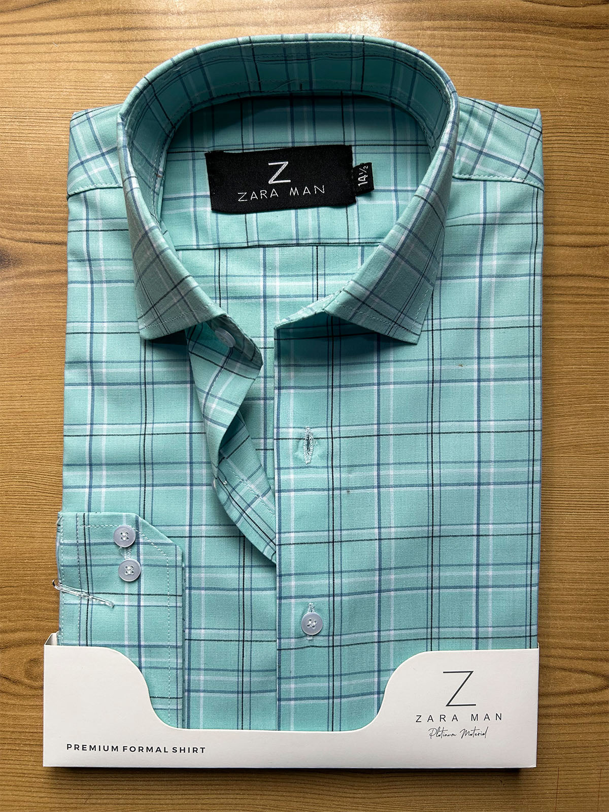 MFS740 Aqua Mint Checked Formal Dress Shirt For Men