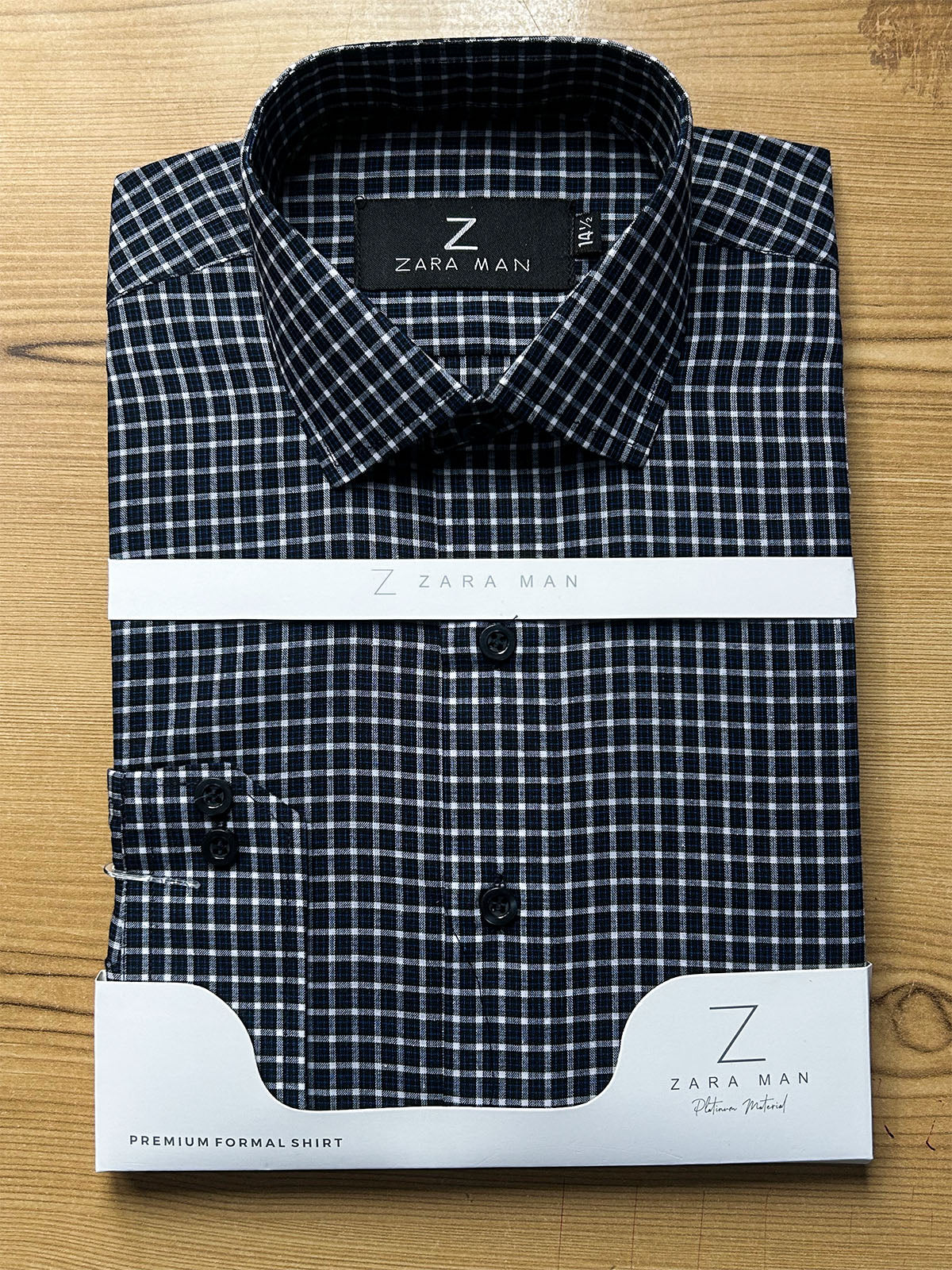 MFS741 Midnight Navy Checked Formal Dress Shirt For Men