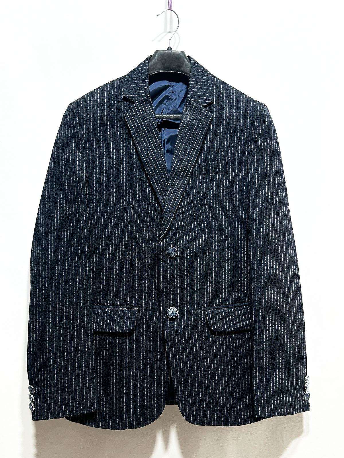 Navy Blue Pinstripe Casual Coat Blazer for Men