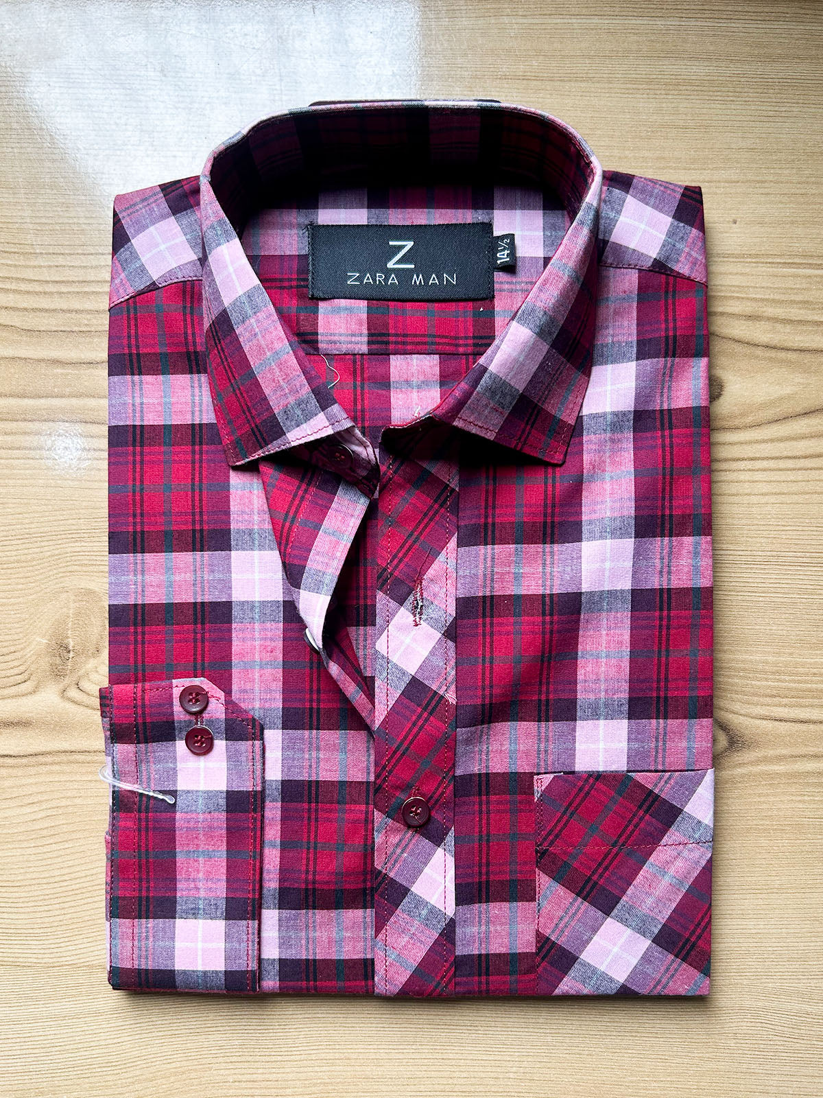 MFS624 Red Check Formal Dress Shirt For Men