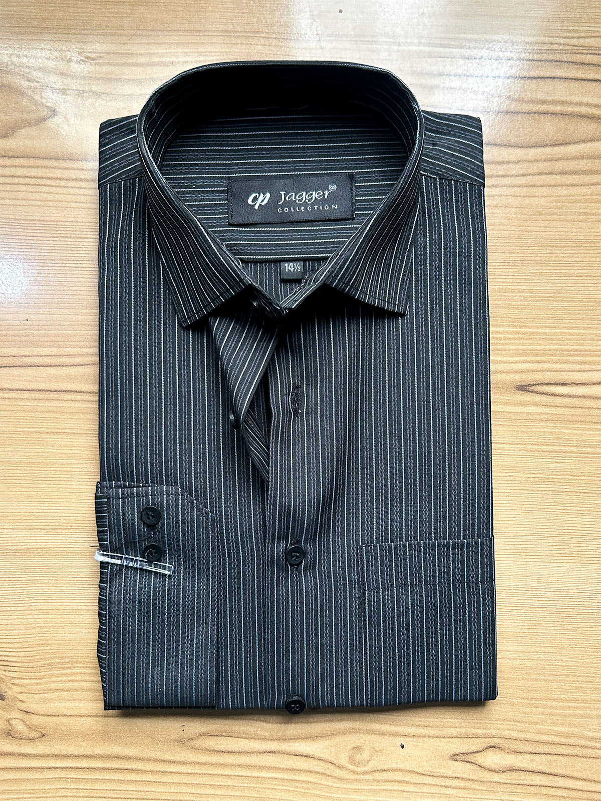 MFS629 Black Lined Formal Dress Shirt For Men