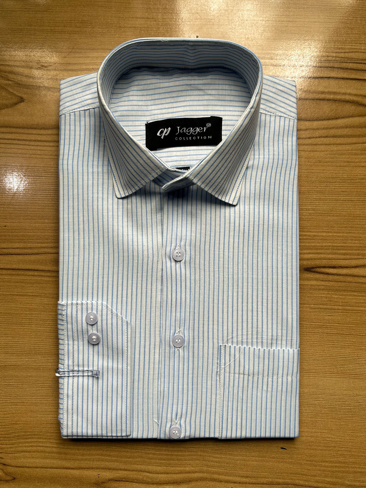 MFS632 Light Blue Lined Formal Dress Shirt For Men