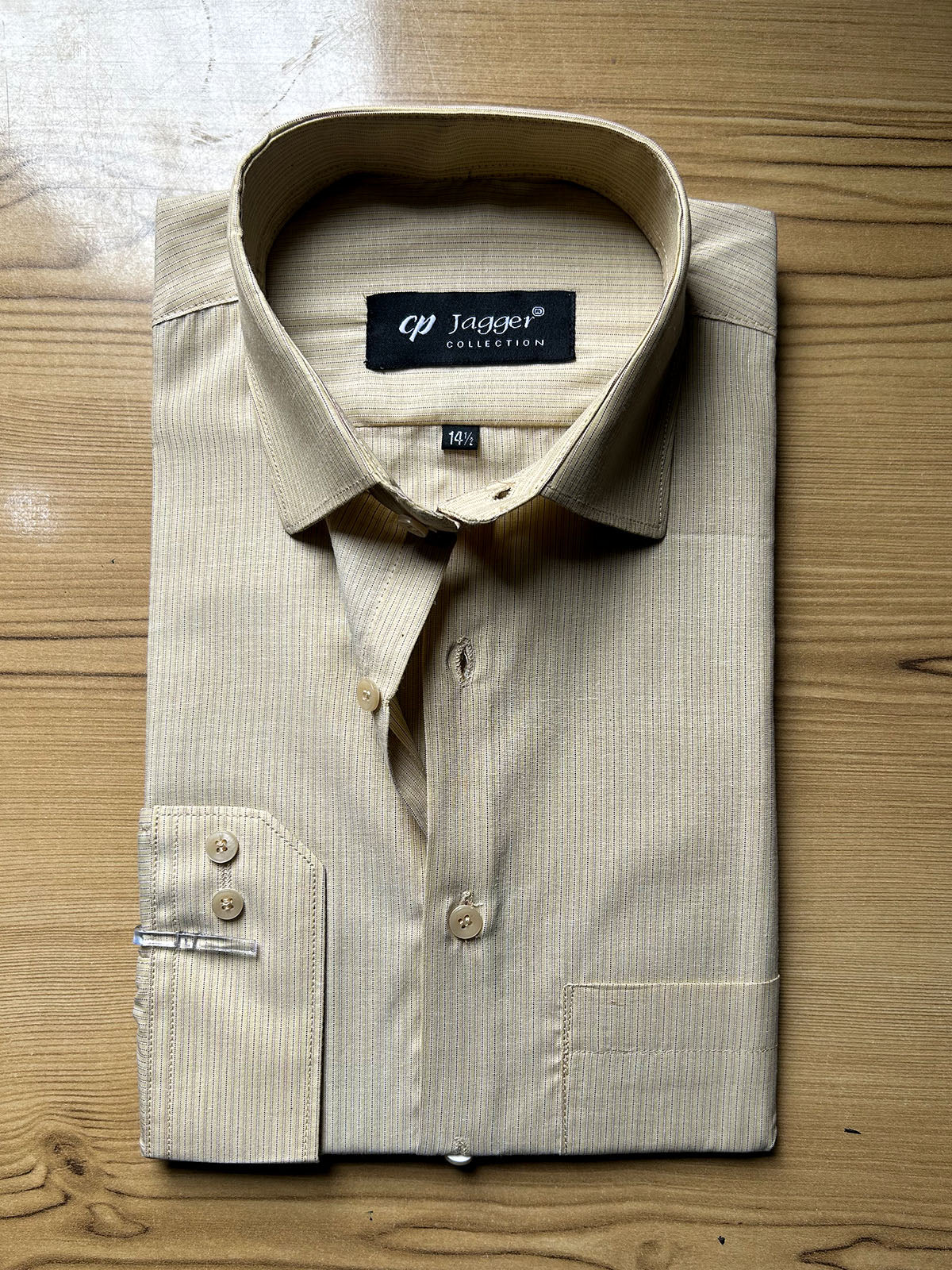 MFS633 Light Fawn Lined Formal Dress Shirt For Men