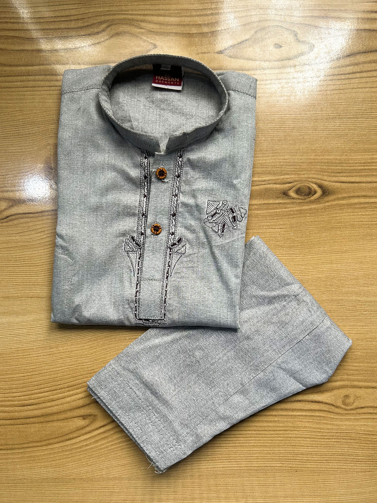 2Yrs - 14Yrs Light Grey Kameez Shalwar Suit For Boys BKS212
