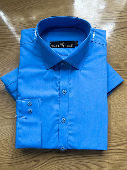 029 MSK548 Sky Blue Plain Stitched Shirt Collar Shalwar Kameez for Men