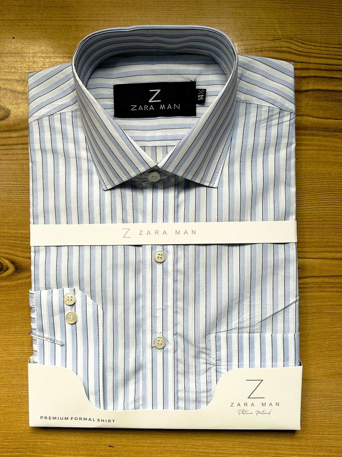 MFS672 Light Blue Lined Formal Dress Shirt For Men