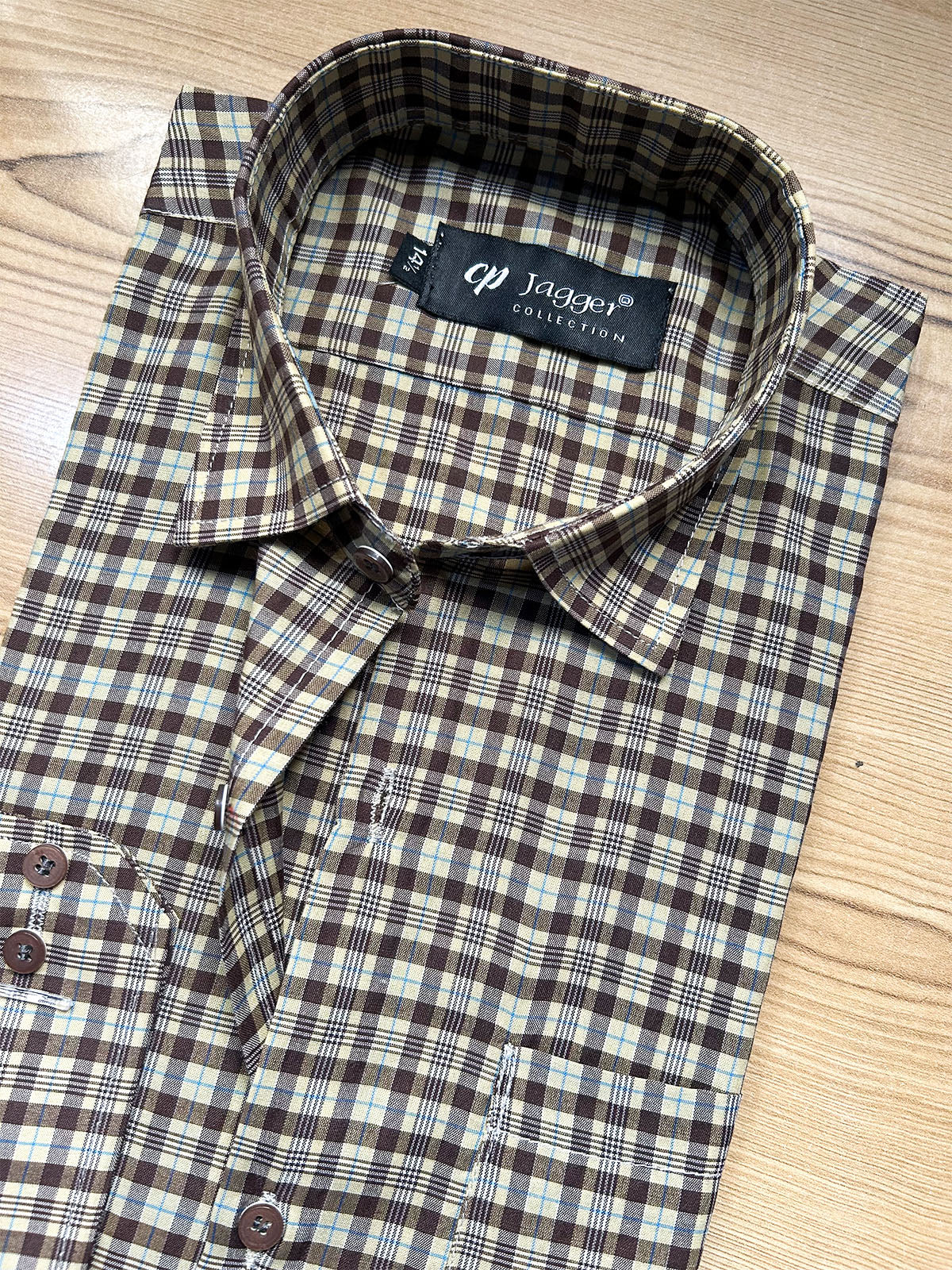 MFS680 Brown Checks Formal Dress Shirt For Men