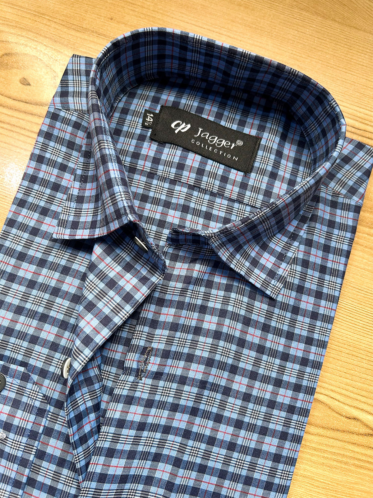 MFS685 Blue Check Formal Dress Shirt For Men