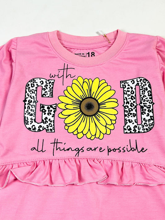 3Yrs - 8Yrs God Pink T-Shirt For Girls GTS149