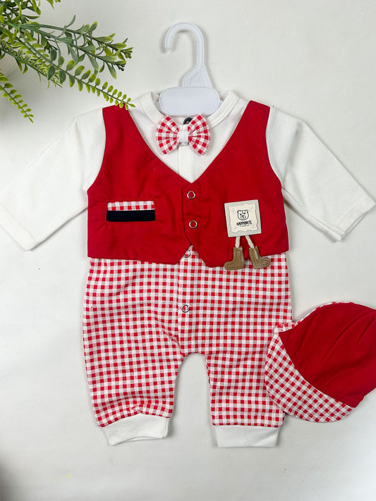 0Mth - 3Mth Red Romper For Newborn NBR165