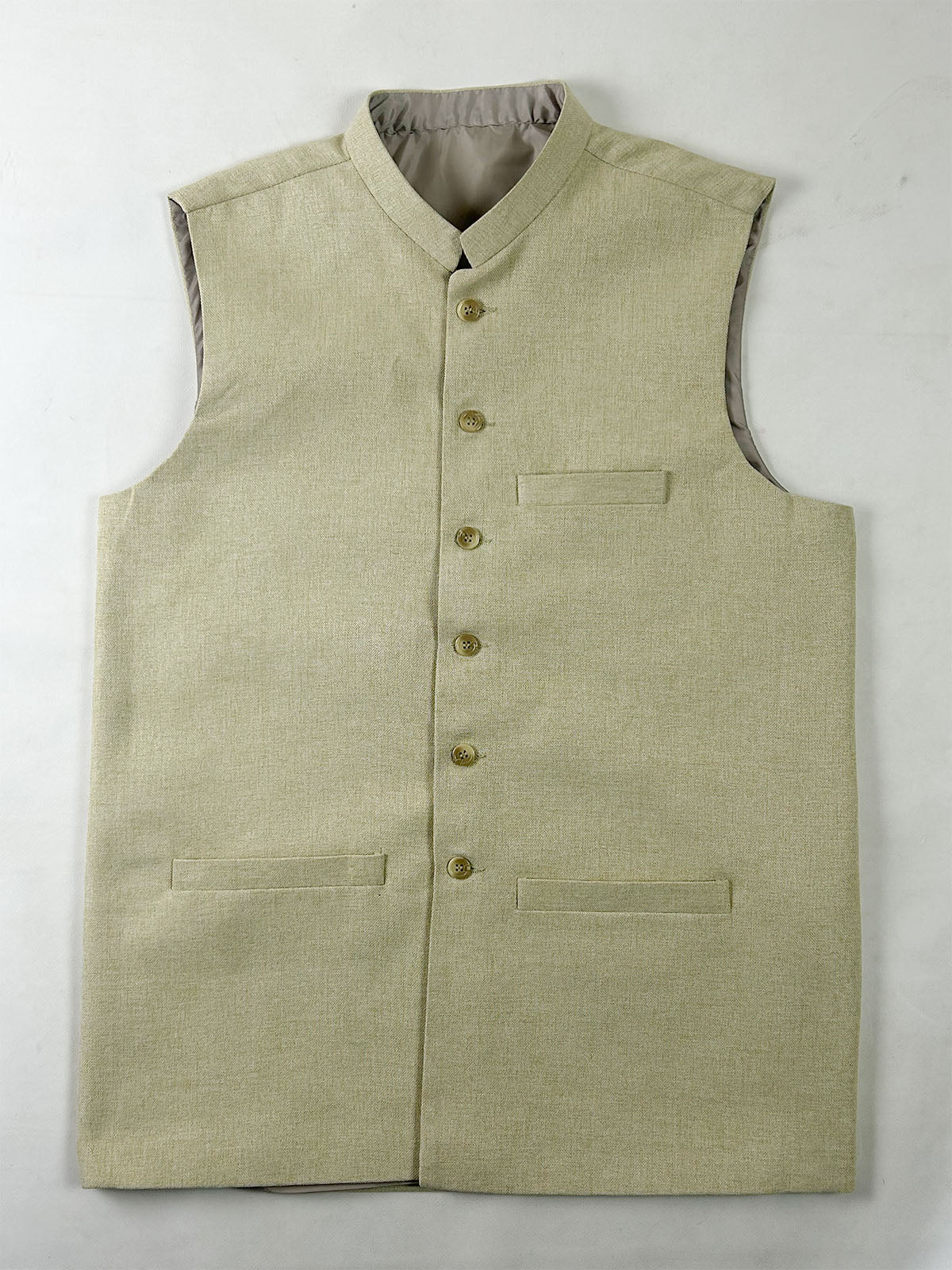Stone Khaki Tweed Waistcoat for Men MW13
