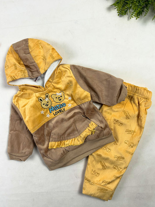 3Mth - 9Mth Mezzo Yellow Velvet Baby Suit For Newborn NBS866