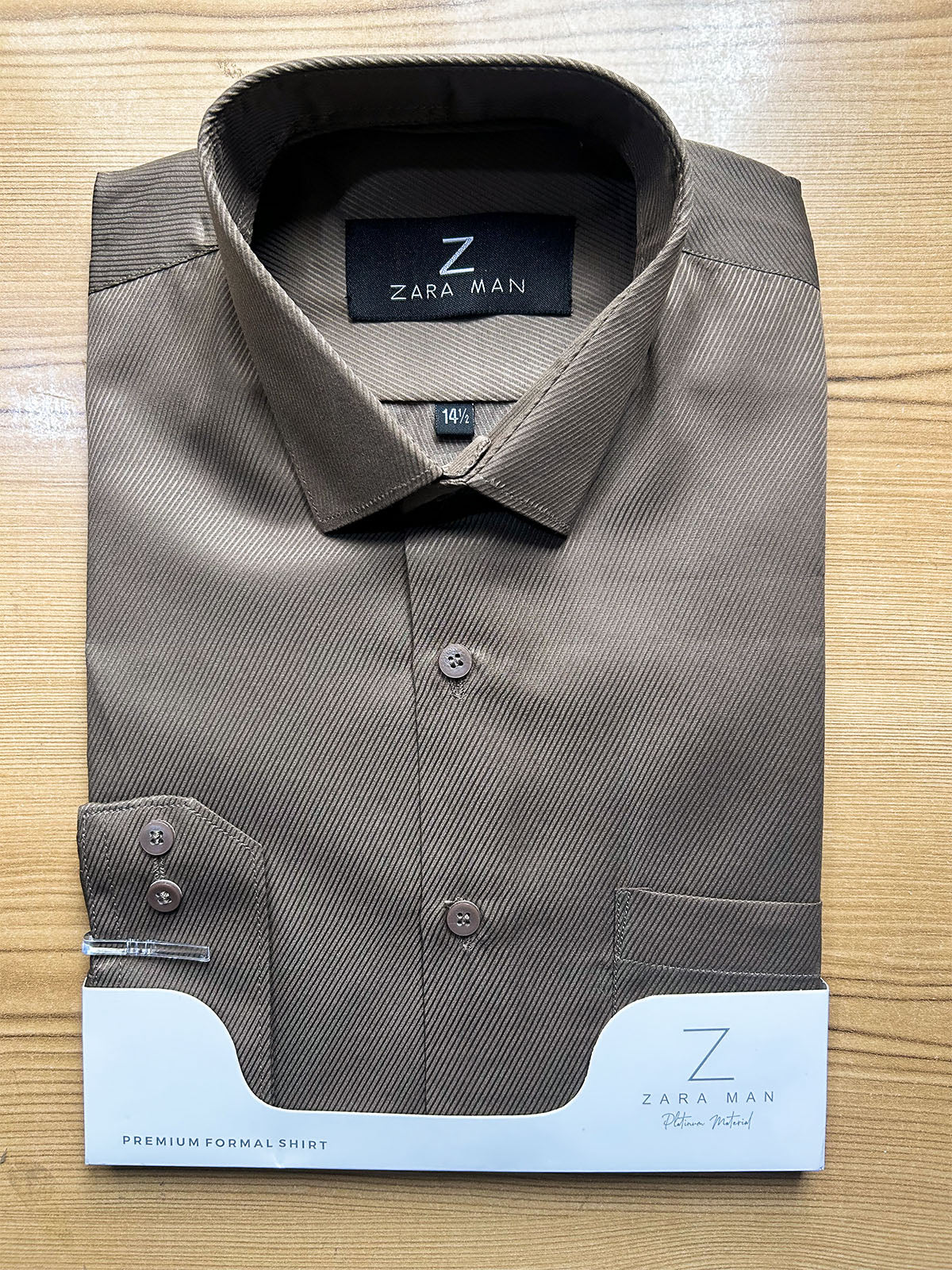 MFS745 Brown Textured Formal Dress Shirt For Men