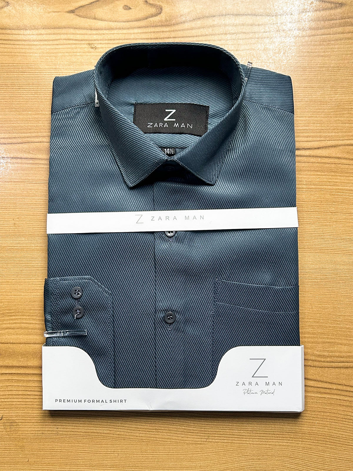 MFS746 Steel Blue Textured Formal Dress Shirt For Men