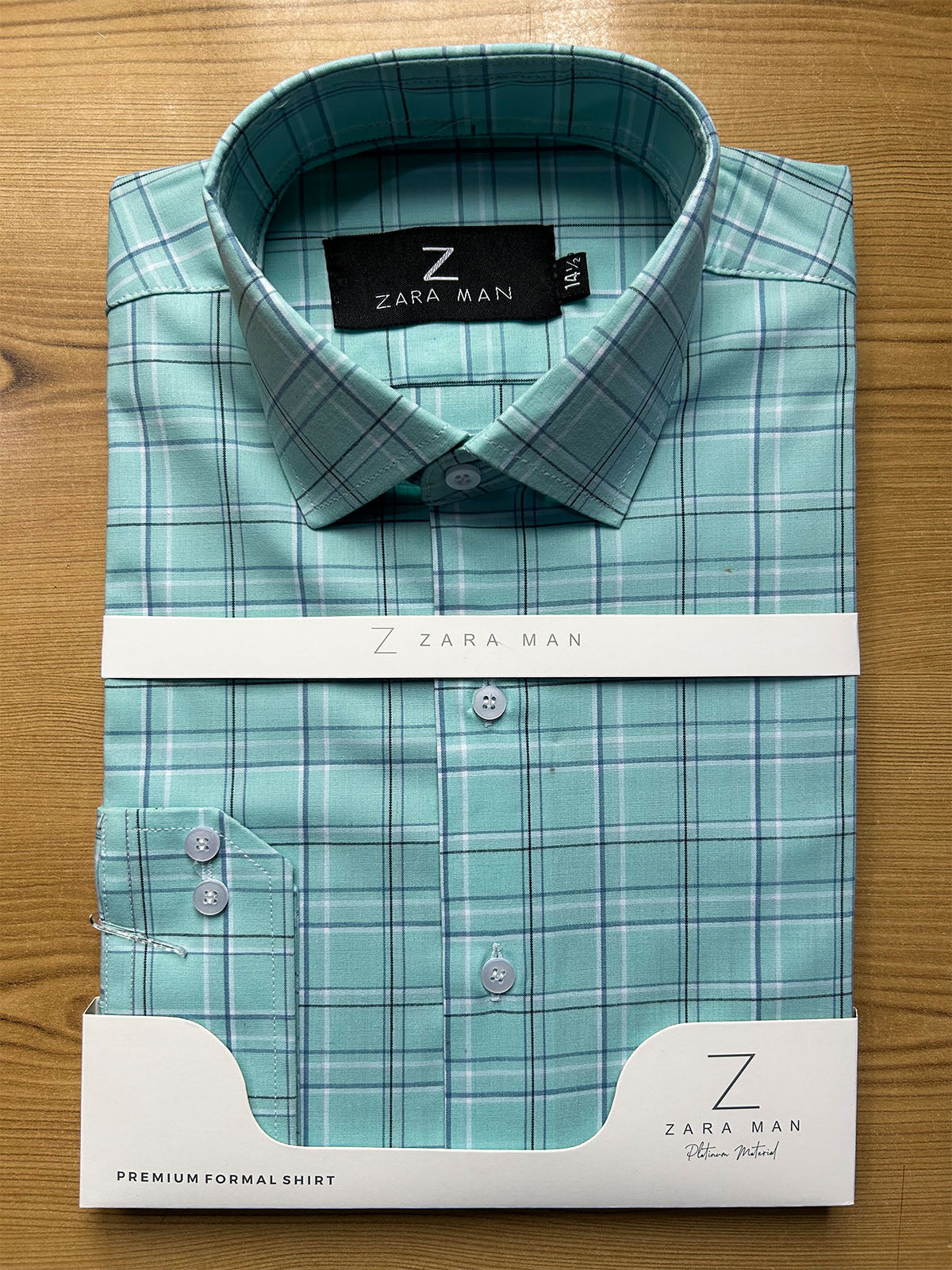 MFS740 Aqua Mint Checked Formal Dress Shirt For Men