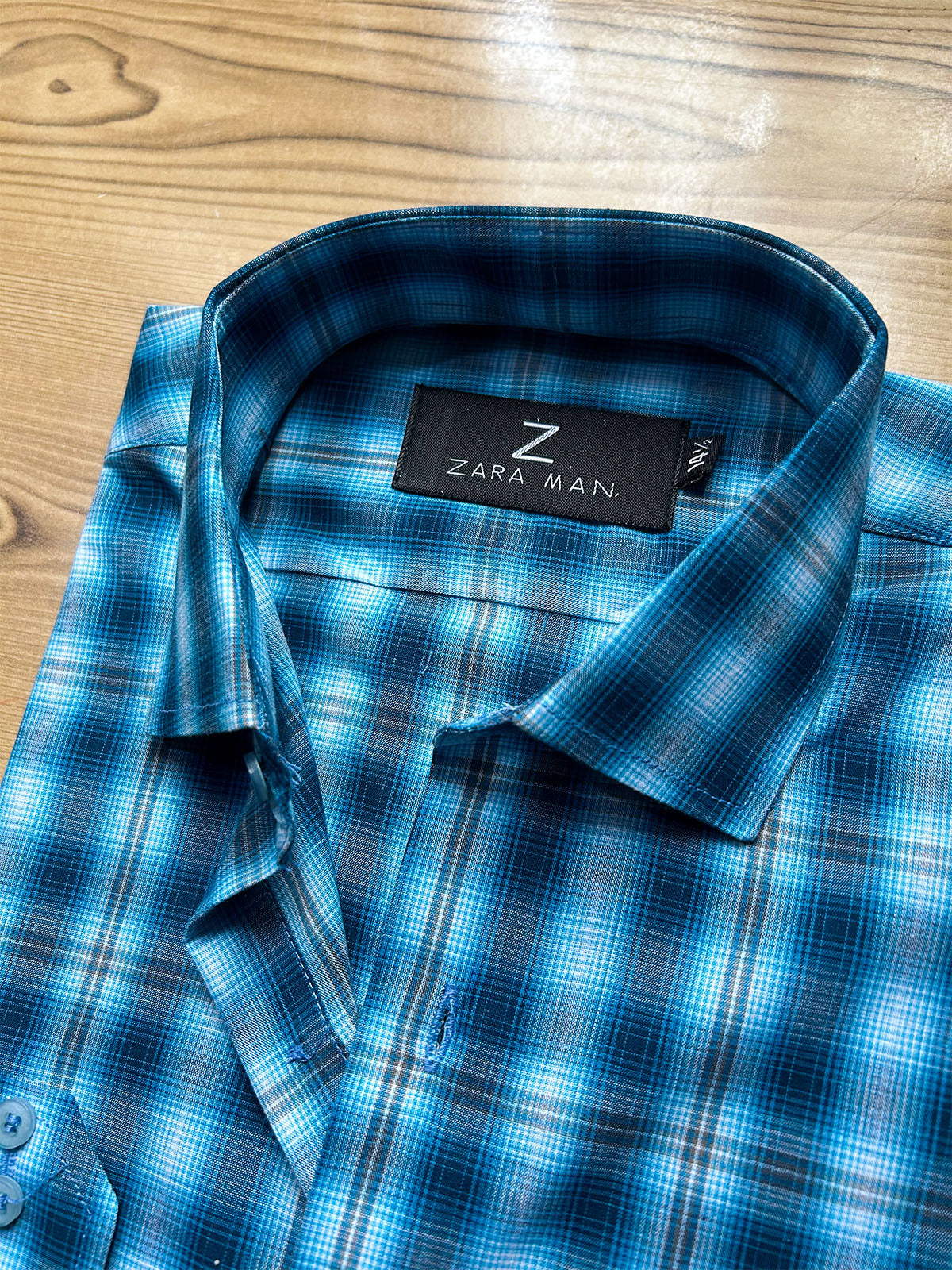 MFS743 Ocean Teal Checked Formal Dress Shirt For Men