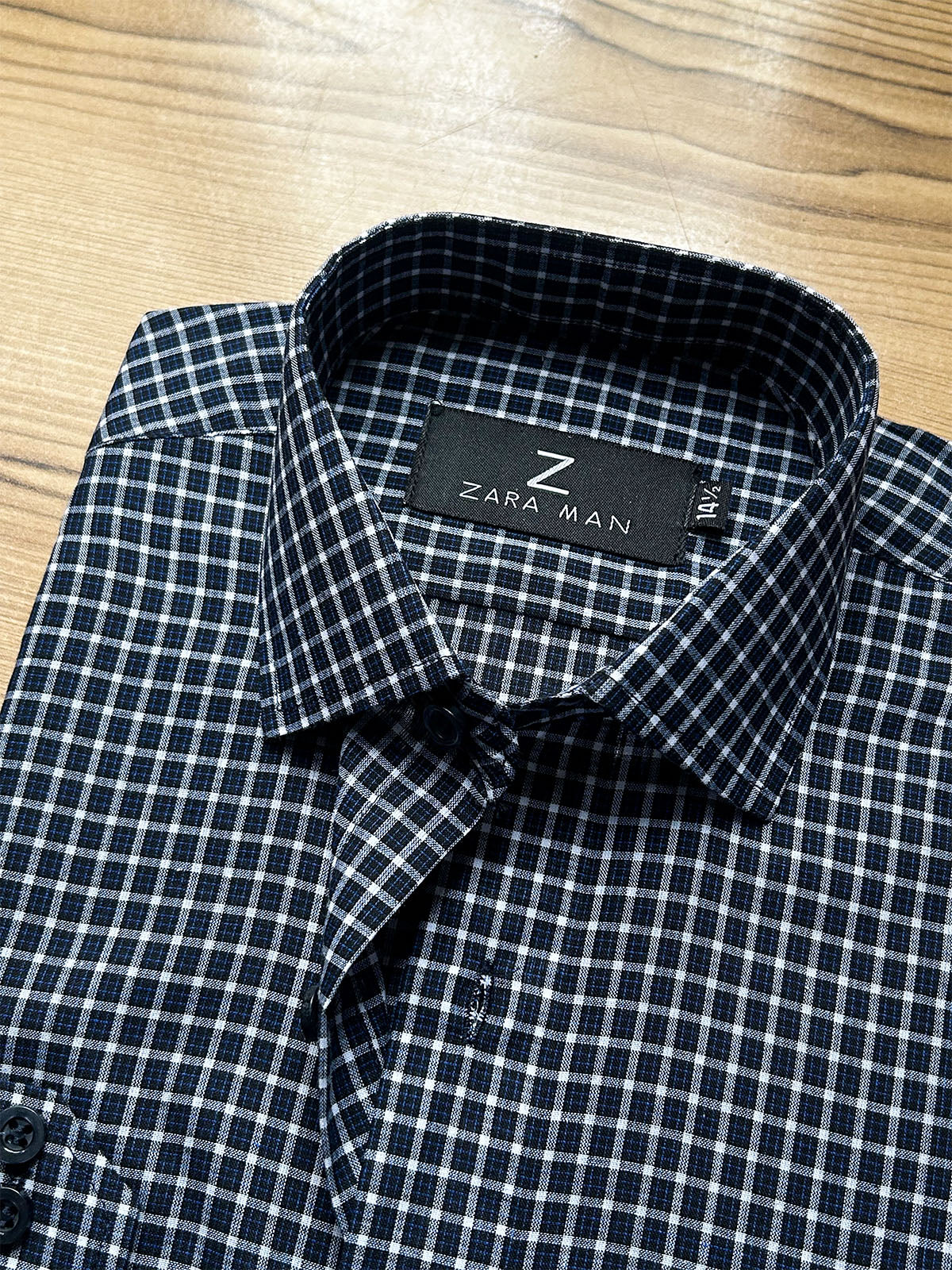 MFS741 Midnight Navy Checked Formal Dress Shirt For Men