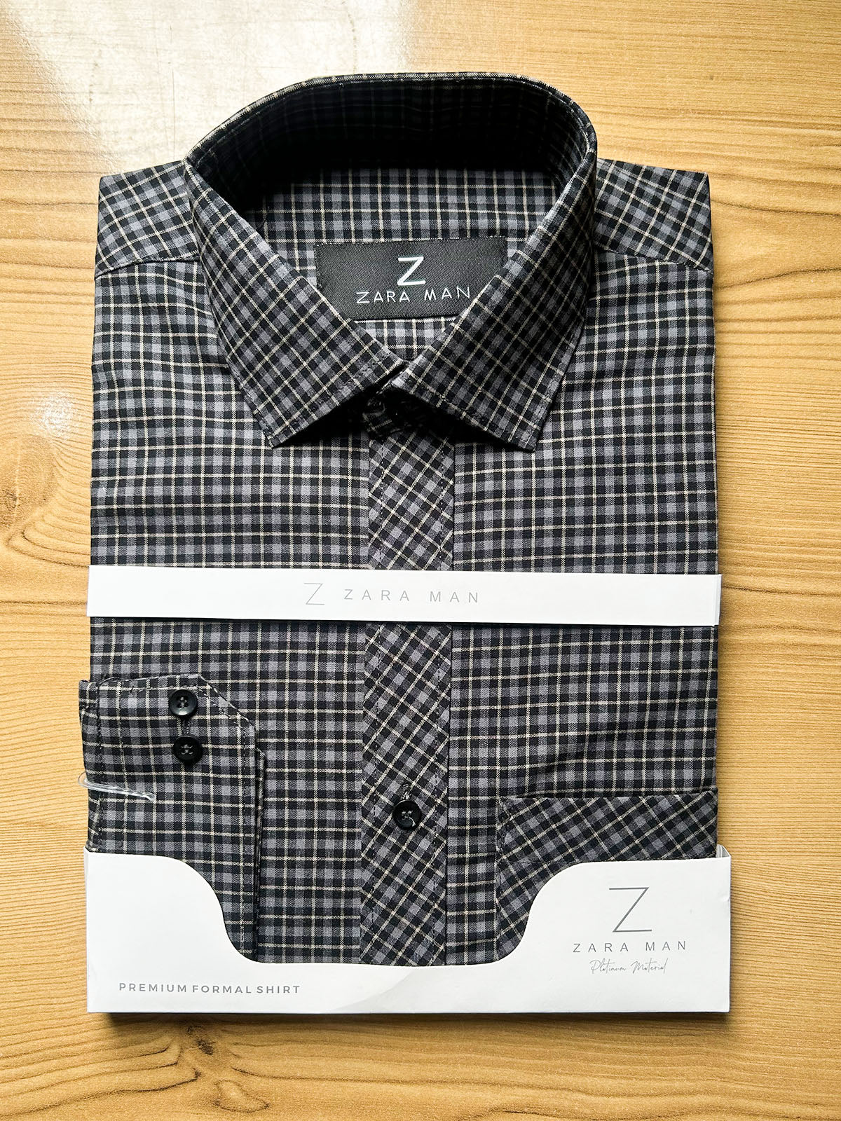 MFS623 Black Check Formal Dress Shirt For Men