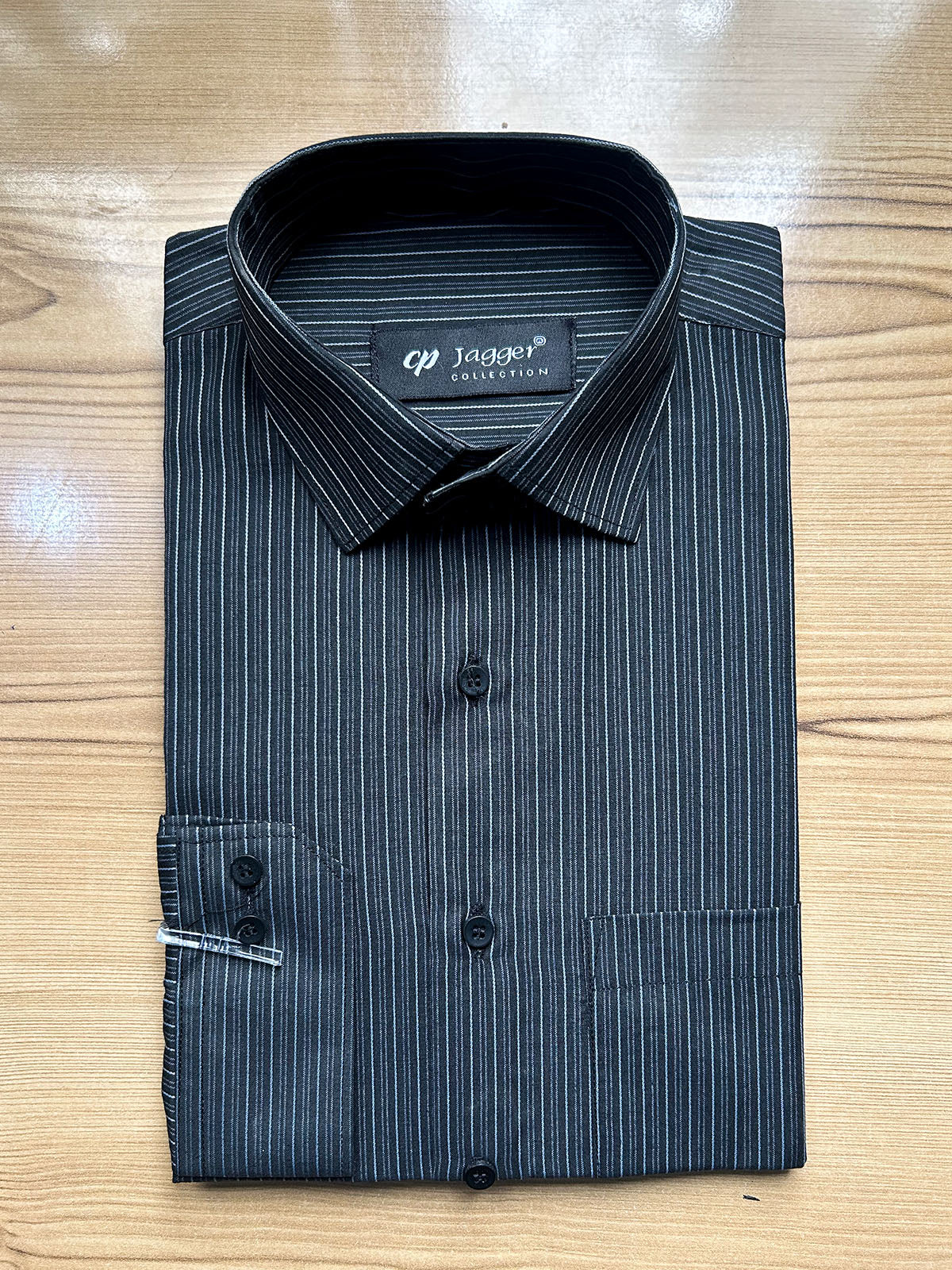 MFS629 Black Lined Formal Dress Shirt For Men