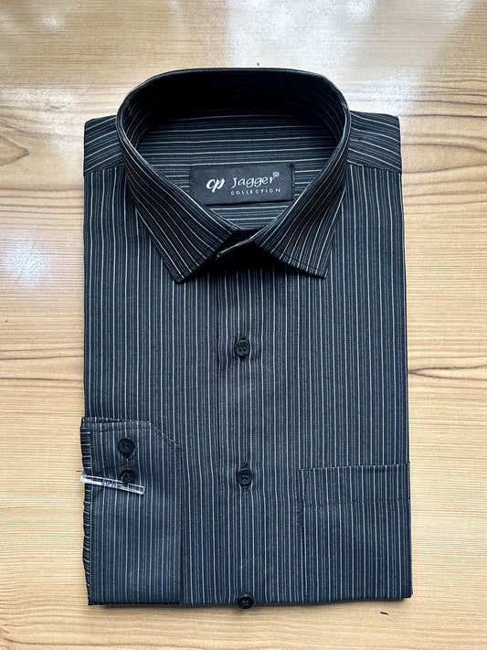 MFS629 Black Lined Formal Dress Shirt For Men