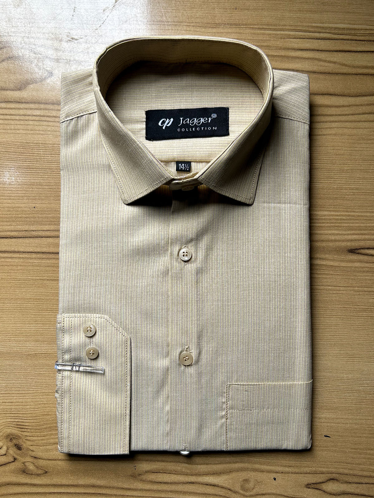 MFS633 Light Fawn Lined Formal Dress Shirt For Men