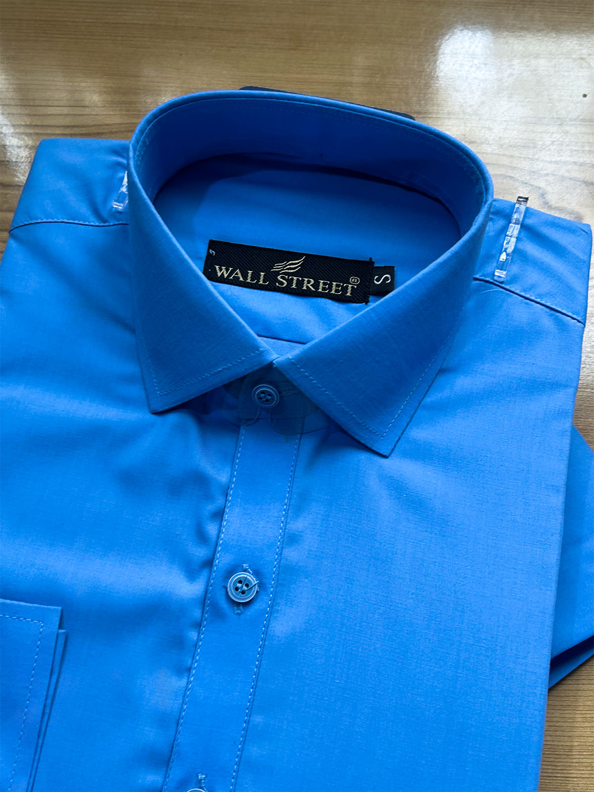 029 MSK548 Sky Blue Plain Stitched Shirt Collar Shalwar Kameez for Men