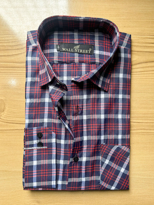 MFS668 Red Checks Formal Dress Shirt For Men