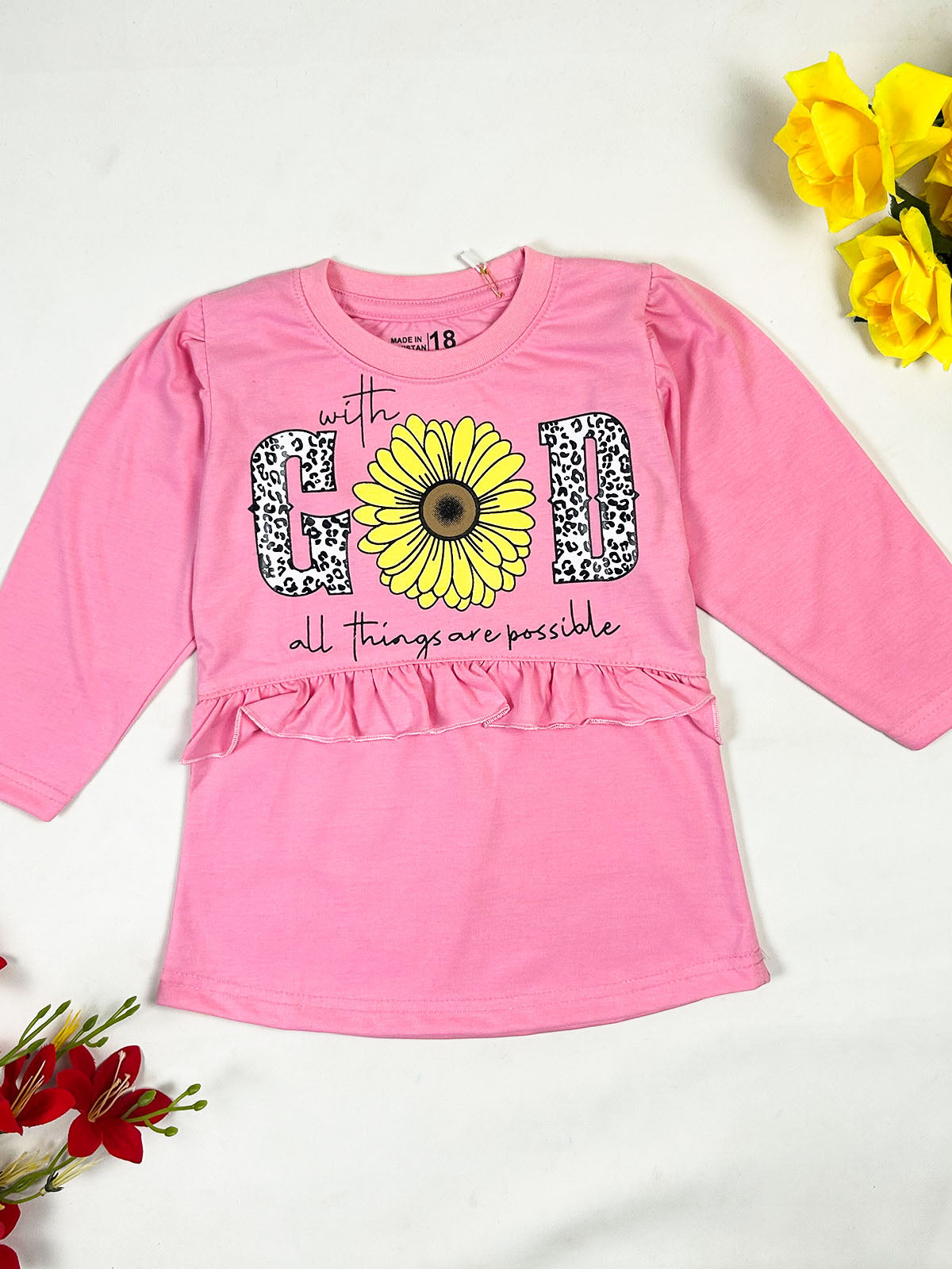 3Yrs - 8Yrs God Pink T-Shirt For Girls GTS149