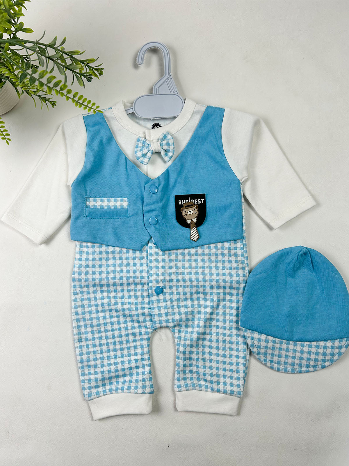0Mth - 3Mth Sea Blue Romper For Newborn NBR158