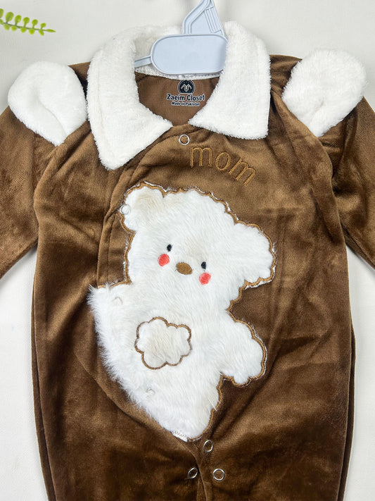 0Mth - 3Mth Brown Romper For Newborn NBR161